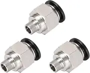 uxcell Straight Pneumatic Push to Quick Connect Fittings 1/8NPT Male X 12mm Tube OD Silver Tone 3pcs