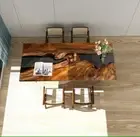 Walnut Black Epoxy Table , Walnut Wood Dining Epoxy Table , Live Edge Furniture.