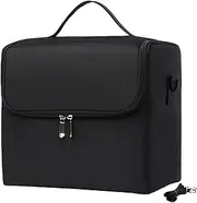 [Whyzsjnclg] Makeup Box 3 Layer 5 Compartment Makeup Case with Multiple Pockets Oxford Cosmetic Box with Handle & Strap Multi-Purpose Travel Makeup Case with Zip Lid for Makeup, Manicure, Tattoo Makeup Box