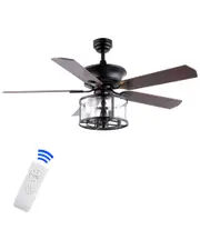 JONATHAN Y Braxton 52in 4-Light Drum Shade LED Ceiling Fan With Remote