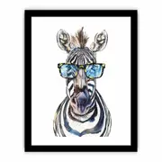 Zebra With Glasses Art Framed print & Poster