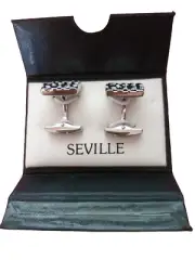 Seville Cuff Links Silver Color New in Original Box With Tags By Original Owner
