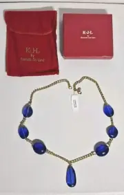 Vintage KJL Kenneth Jay Lane Gancini Link Chunky Blue Lucite Necklace 28-1/2"