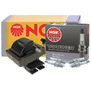 NGK HEI Ignition Coil & 4 V-Power Platinum Spark Plugs Kit For Ford Probe 2.0 (for: Ford)