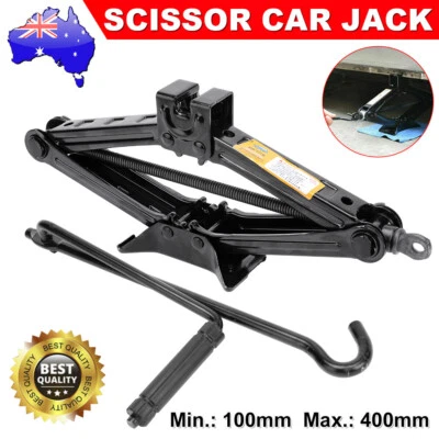 2T Scissor Jack Car Van Wind Up Tyre Lift W/Chrome Crank Handle Emergency Tool