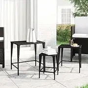 Nesting Tables 3 pcs Black Poly Rattan,End Tables 10.8KG-319384