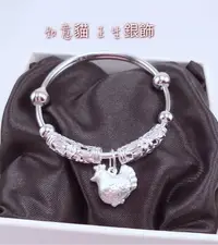 在飛比找Yahoo!奇摩拍賣優惠-香港正生銀飾 HK 小孩生肖雞手環 寶寶手環 如意貓
