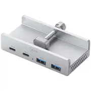 Cruxtec 4-Port Aluminum Clamp USB 3.1 Gen2 10Gbps Hub with USB-C Power Supply Port (TC3-2C2A-SV)