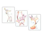 Woodland Family Canvas Wall Art (set of 3)