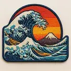 Retro Wave Patches Iron Sew On clothing Patch Badge appliques Wave off Kanagawa