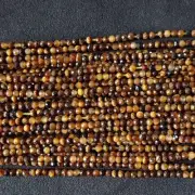 Wholesale Lot 10 Strands 3MM Tiger's Eye Micro Faceted Round Gemstone Beads 12"