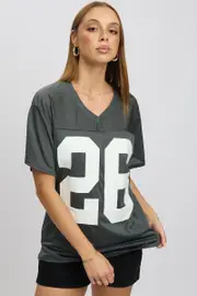 Grey Sport Tee Short Sleeve - Size 16XL, Women's Graphic Tee