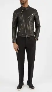 Tom Ford Black Leather Biker Jacket, size 54, new, never worn