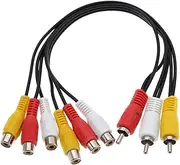 SING F LTD AV Cable Splitter 3 RCA Male Plug to 6 RCA Female Jack Composite Video Splitter Adapter Output Cable Cord RCA Extension Cable 31cm