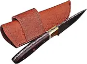 HANDMADE DAMASCUS SKINNER KNIFE – AMK010 Skinner Knife 8.5" Professional Kitchen Knives With Sheath Brass & Wooden Handle Knife