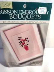 Vtg Blumenth Silk ribbon embroidery kit Roses in a Button Vase New