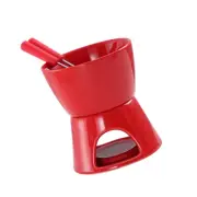 Chocolate Fondue Pot Broth with 2 Fork Candy Tea Light Porcelain Melting Pot