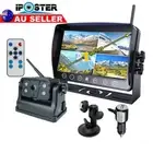 7" Quad Split Monitor Wireless Magnetic Backup IR Camera Parking Reversing Kit