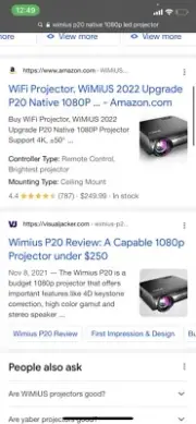 Projector, WiMiUS Newest P20 Native 1080P Video Projector, 10000:1 Contrast Rati