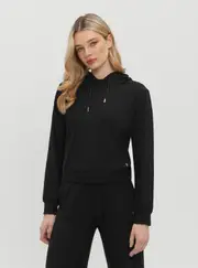 GUESS Women's Black Monica Hoodie Jumper Size: XL, Elastane