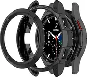 Case intended for Samsung Galaxy 4 Classic 42mm 46mm Case Frame PC Protective Cover with Rotatable Bezel Ring intended for Galaxy Watch 4 Classic Smartwatch Band Accessories (46MM, Black)