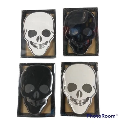 Skeleton Skull Heads Tidbit Dessert Snack Serving Plates Dishes Set of 4.