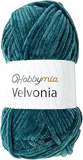[HobbyMia] Velvonia - 100g / 131yds - Micropolyester Bulky Weight Yarn - Soft Velvet Yarn for Crocheting and Knitting - Chenille Fluffy Baby Blanket, Amigurumi Yarn (186 - Dark Green, 1 Skein)