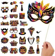 FONDOTIN 1 Set Year Photo Booth Props Happy Year Party Supplies Easy to Use Versatile Birthday Accessories for Celebrations and Events Enhance Festive Atmosphere