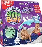 Zimpli Kids Galaxy Slime Baff, 2 Use, 10 x Glow in The Dark Stars, 4 x Free Crackle Baff from, Turns Water into gooey, Colourful Slime, Children's Experiment Science Kit