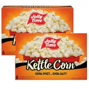 Jolly Time Kettle Corn Sweet & Salty Glazed Microwave Popcorn 3 Bags (2 Boxes)