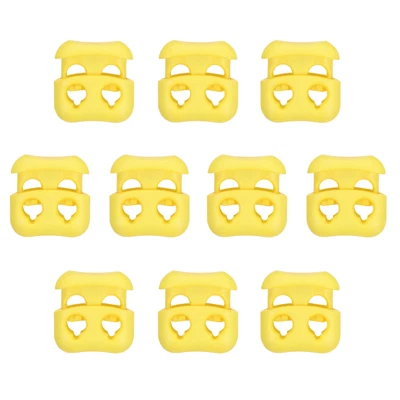 10pcs Spring Cord Lock Elastic Toggle Stopper Double Hole String Fastener Yellow