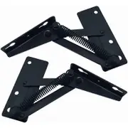 2pcs 80 degree foldable lifting bracket, black spring hinges are widely used in sofa hinge lifters, furniture storage bracket hinges