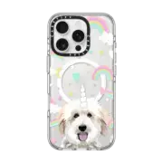 iPhone 16 Pro Clear Case MagSafe Compatible Golden Doodle clear dog breed cell phone case unicorn rainbows pattern