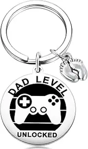 [MIXJOY] New Expecting Dad First Time Father's Day, New Dad Announce Pregnancy, Dad Unlocked Keychain with Baby Footprint Charm
