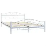 Bed Frame White Metal 137x187 cm Double Size