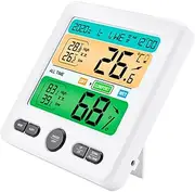 Large Display Thermohygrometer Clock for Home Office Indoor Temp Humidity Monitor Wall Mount Digital Wall Thermometer