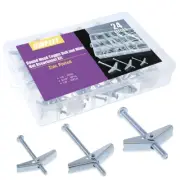 Assorted 24 Pcs Toggle Bolt and Wing Nut Kit for Hanging Heavy Items on Drywall
