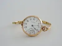 在飛比找Yahoo!奇摩拍賣優惠-古董 WAITHAM 華爾頓 小秒針 手上鍊機械懷錶手錶