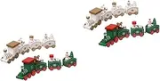 ABOOFAN 4 Pcs Christmas Train Nativity Toys for Christmas Model Train Christmas Table Mini Xmas Trains Christmas Mini Train Christmas Party Table Centerpieces Tabletop Decoration Wood