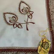 Echte Plauener Spitze Embroidered Fall Leaves Doily Vintage 19”x19”
