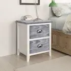 Set Of 2 Wooden Bedside Table 2-Drawer Cabinet Nightstand Organizer Furniture