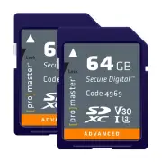 Promaster SDXC 64GB Advanced Secure Digital SD card Twin Pack #4969 x2
