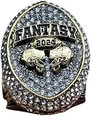 Legacy Rings 2024 Massive Gunmetal and Gold Fantasy Football Championship Trophy Ring, Award for Fantasy Football League Winner Clear Stones, Non-Precious Metal, No Gemstone