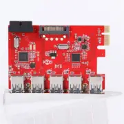 5 Port USB3.0 HUB To PCI-E Express Card Adapter 20pin 15pin SATA for XP WIN 7 8
