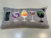 Novogratz Halloween Cocktails Feather Filled Pillow NWT