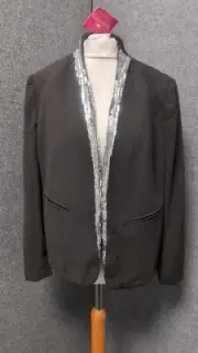 Together Sequin Trim Black Blazer Jacket UK 14 LN140 HH 09