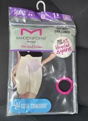 Maidenform Flexees Shapewear High Waist Thigh Slimmer Cool Comfort XLarge Black