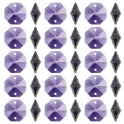 K9 Crystal Octagon Beads 2 Holes 100 Pack 14mm Chandelier Prisms, Violet