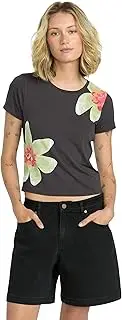 [Volcom] Women's Strait Up High-Rise Long Boyfriend Denim Shorts – Stretchy 99% Cotton Blend for Casual Cool Style