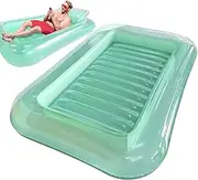 Pool Lounger Float - Inflatable Water Lounger | Ergonomic Curved Foldable Chair Bed with Adjustable Headrest Support for Poolside Outdoor Camping Vacation Summer Lake Family Travel Backyard